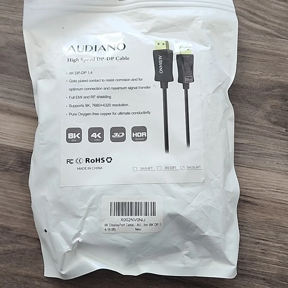 8K DisplayPort Cable 16.6 ft